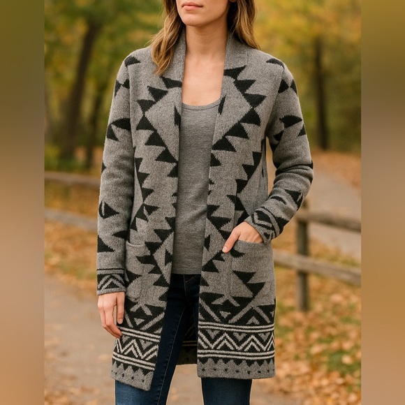 FRYE Southwestern Aztec Jacquard Cardigan Coat XS